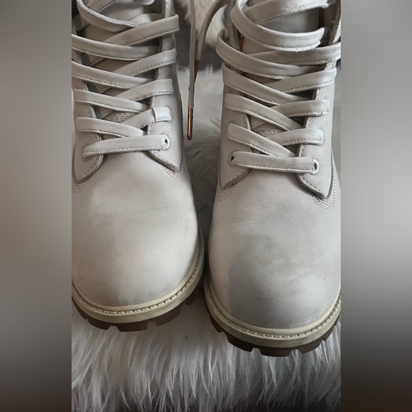 Timberland boots men white suede size 7 with Lambskin hand crafted leather lace - Picture 3 of 8